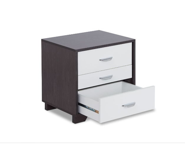 Rectangular Nightstand With Top - Dark Brown / White