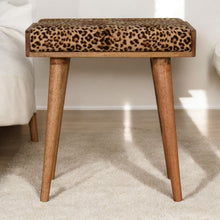 Load image into Gallery viewer, Leopard Tray Style Footstool - Brown Oak
