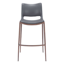 Load image into Gallery viewer, 29" Faux Leather And Steel Low Back Counter Height Bar Chairs (Set of 2) - Dark Gray / Walnut
