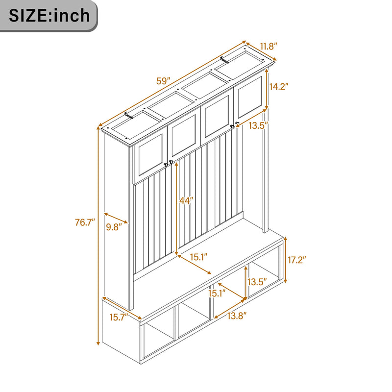 Entryway Hall Tree With Bench And Storage