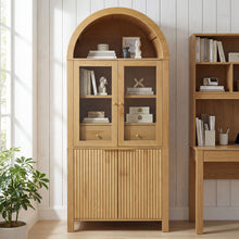 Load image into Gallery viewer, Fluted Tall Arched Pantry Cabinet With Adjustable Shelves
