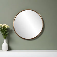 Load image into Gallery viewer, 20" Brass Round Metal Framed Accent Mirror - Antiqued

