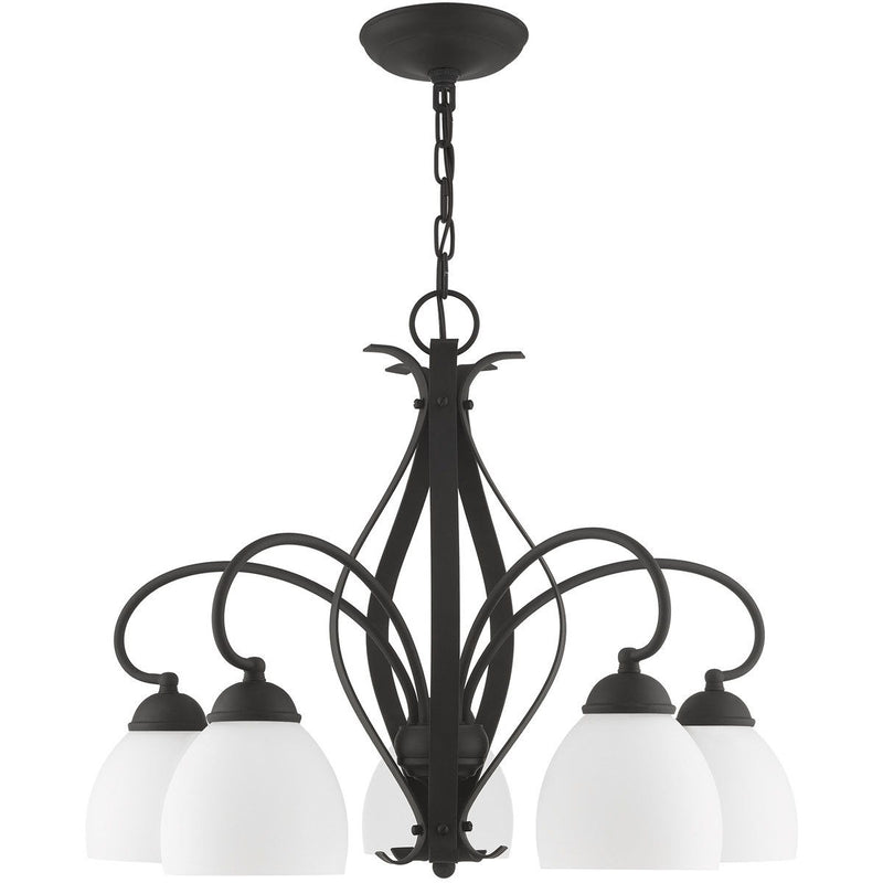 20" Five Light Dimmable Chandelier With Shades - Black