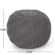 Load image into Gallery viewer, Hazel - Modern Knitted Cotton Yarn Round Pouf With Eco Friendly Pet Fibers - Dark Gray
