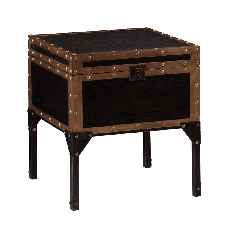 Manufactured Wood And Iron Square End Table - Black