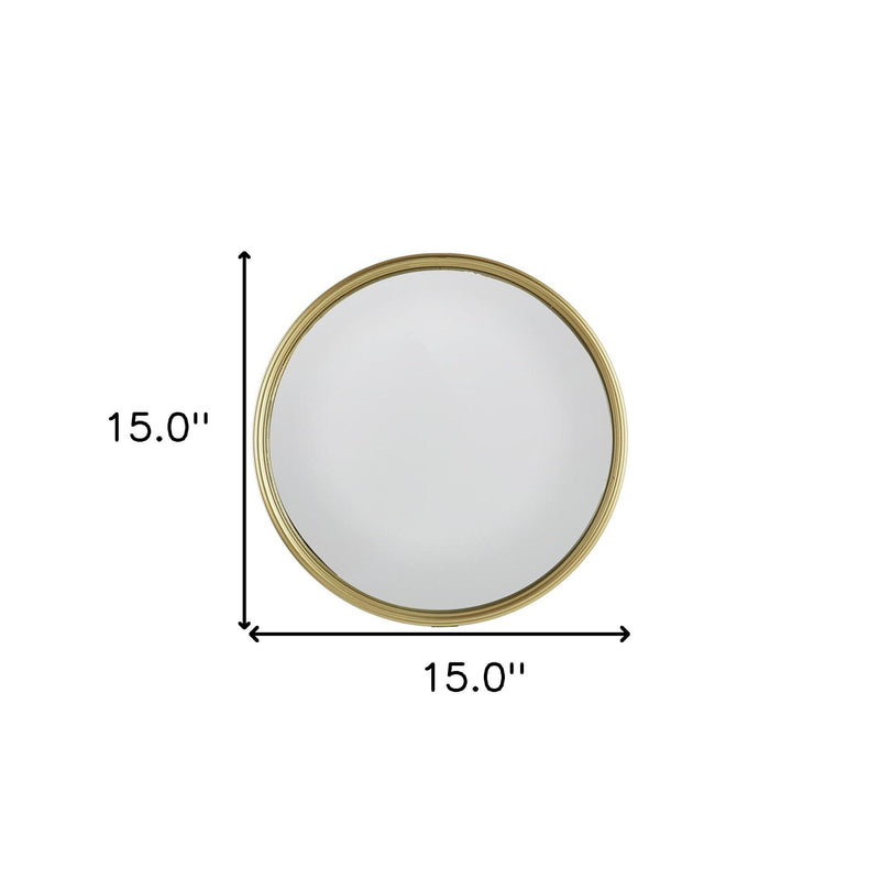15" Round Iron Textured Framed Accent Mirror - Gold