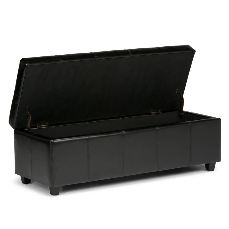 48" Upholstery Storage Ottoman - Dark Brown / Black