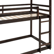 Load image into Gallery viewer, Twin Over Twin Bunk Bed with Roof, Slide and Ladder, Espresso
