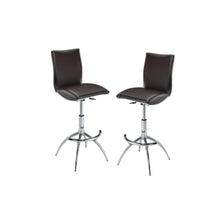 Load image into Gallery viewer, Contemporary Metal And Faux Leather Low Back Adjustable Height Bar Chairs (Set of 2) - Brown

