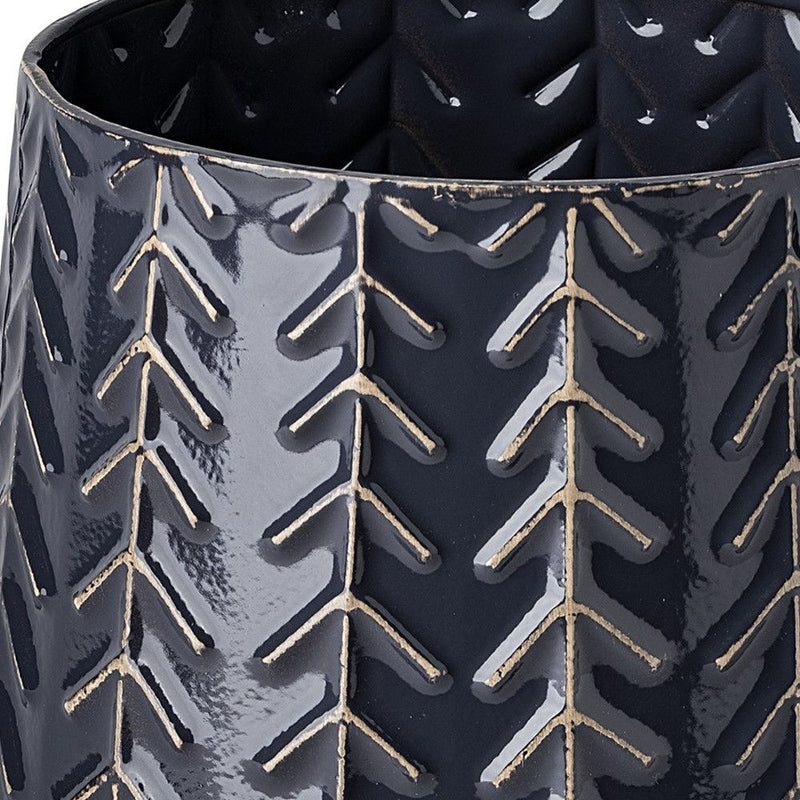 Organically Embossed Chevron Vase - Navy