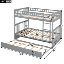 Load image into Gallery viewer, Full over Full Bunk Bed with Twin Size Trundle, Convertible Beds, Gray
