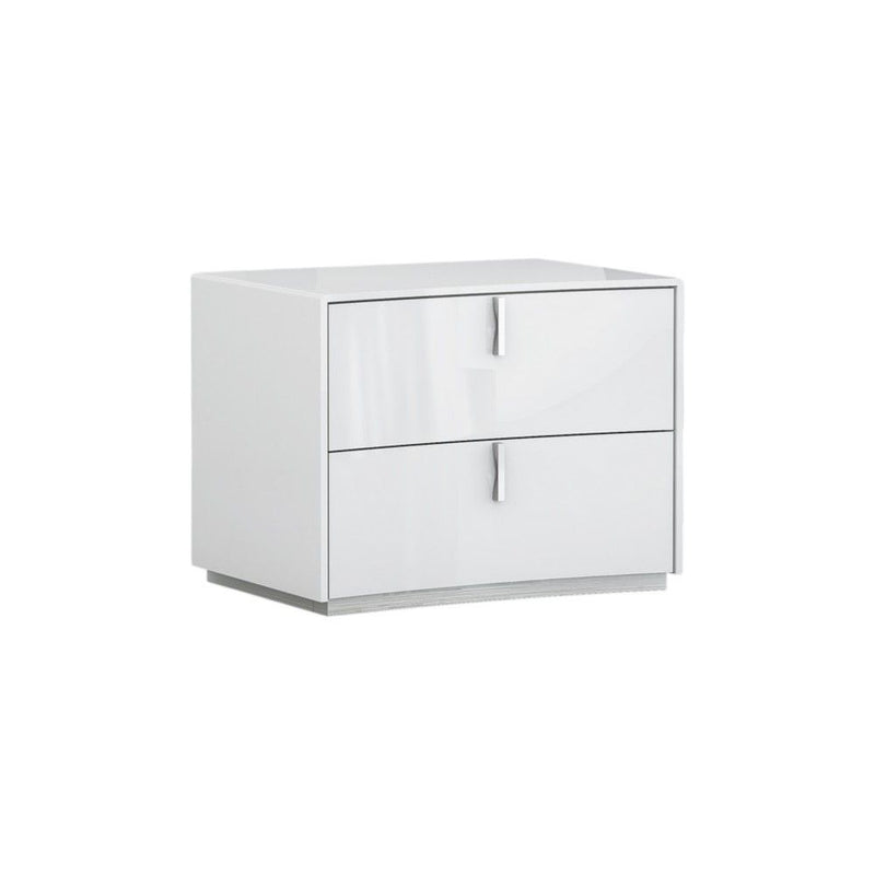 Two Drawers Manufactured Wood Nightstand - White