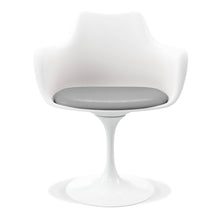 Load image into Gallery viewer, Heavy Duty Plastic Swivel Dining Arm Chair With Faux Leather Cushion - Gray / White

