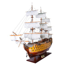 Load image into Gallery viewer, Hand Painted Model Boat - Dark Brown / Yellow
