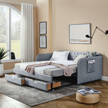 Load image into Gallery viewer, Daybed With Trundle And Storage Drawers, Flat Arms With Pocket
