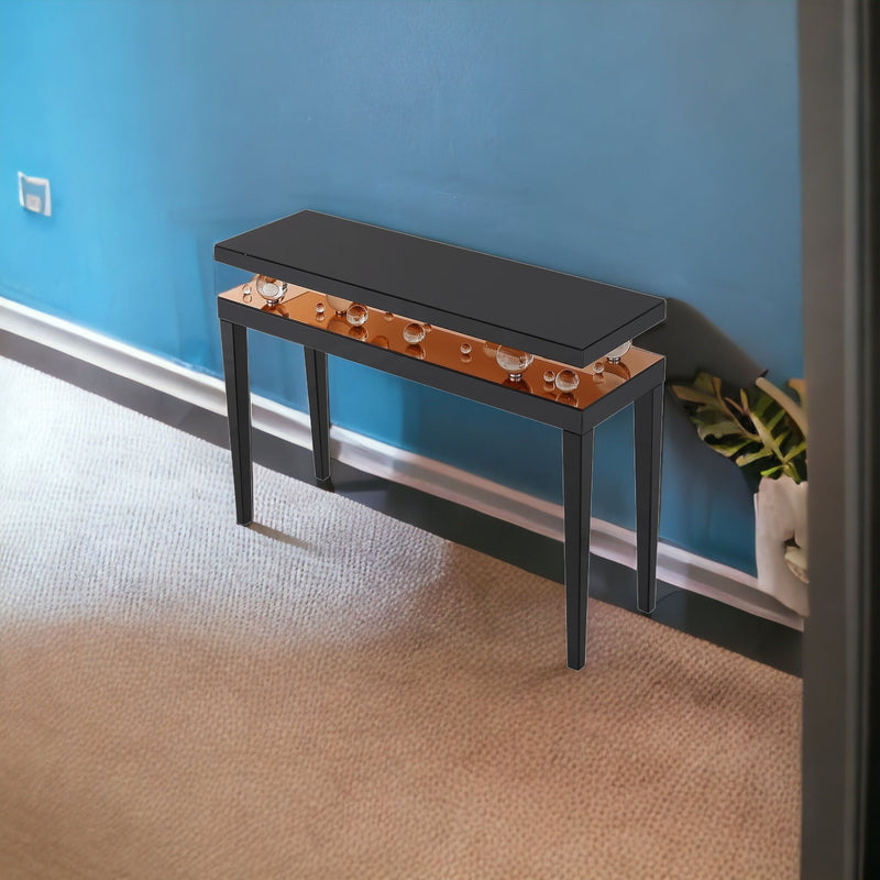 Mirrored Console Table - Black