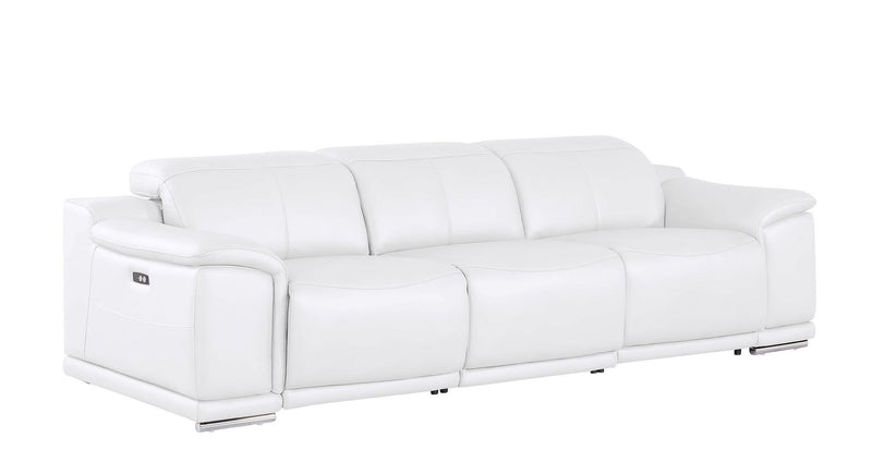 Leather Reclining USB Sofa - White