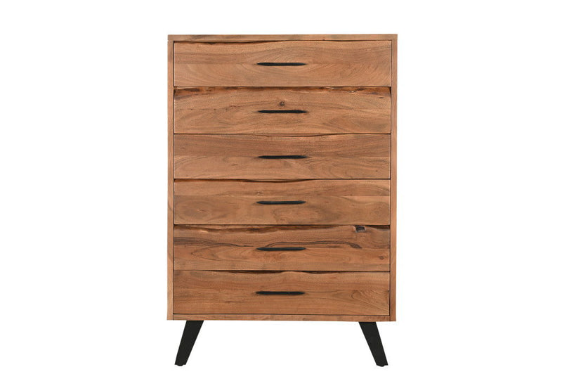 36" Live Edge Solid Wood Five Drawer Dresser - Natural