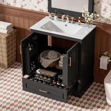 Load image into Gallery viewer, Bathroom Vanity With Sink, 1 Divided Drawer And 2 Soft Close Doors With Double Shelf
