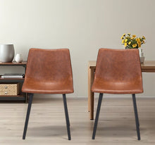 Load image into Gallery viewer, Vintage Look Faux Leather Slight Scoop Dining Chairs (Set of 2) - Brown
