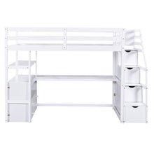 Load image into Gallery viewer, Loft Bed With Desk, Shelves, 2 Drawers, Storage Staircase
