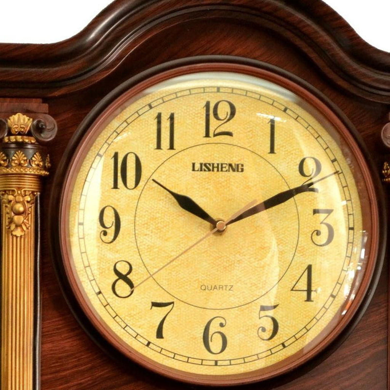 Silent Analog Ornate Wall Clock - Walnut / Gold