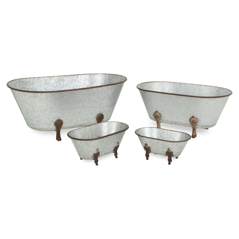 Hand Painted Decorative Tub Tabletop Sculpture (399644) - Gray