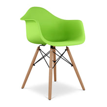 Load image into Gallery viewer, Heavy Duty Plastic And Solid Wood Dining Arm Chair - Green
