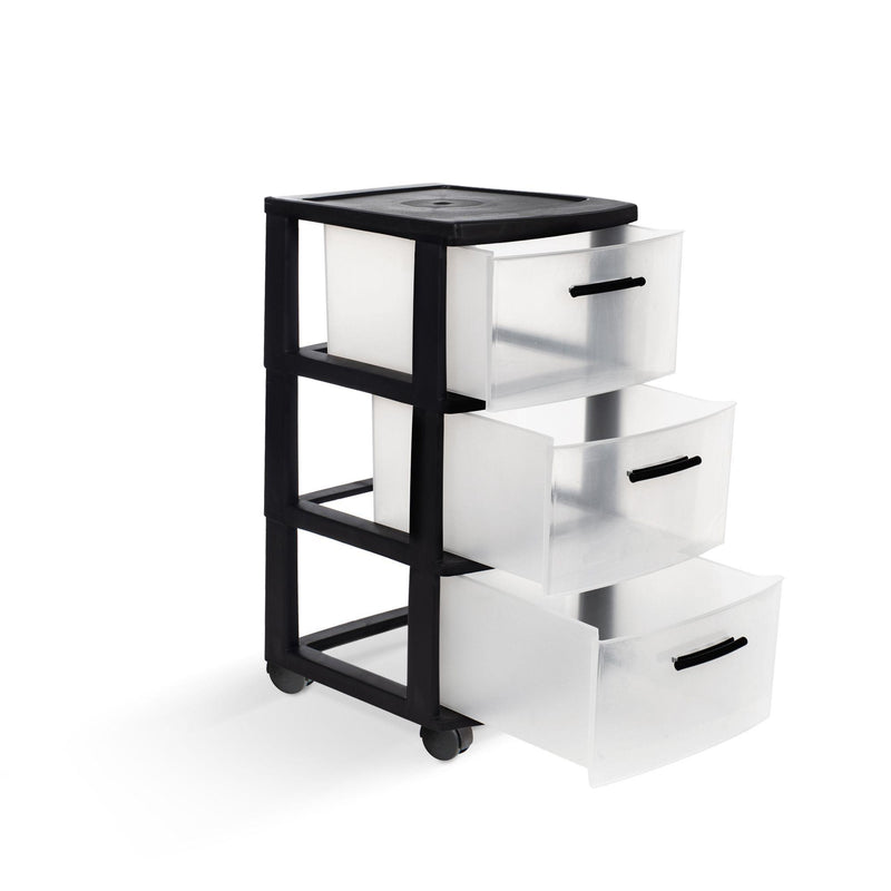 Plastic Square Accent Cabinet With Three Drawers - Black