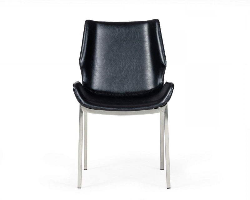 Faux Leather Moder Dining Chairs (Set of 2) - Black