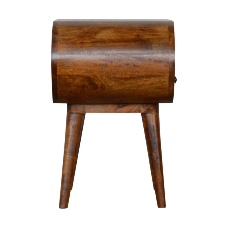 21" Modern Solid Wood Oval One Drawer Nightstand - Brown