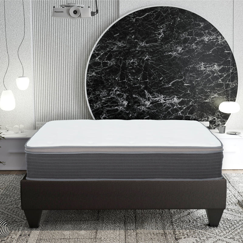 12'' Hybrid Mattress In A Box, Plush Gel Memory Foam Mattress Top With Pocket Coil Base - Gray / White - Queen