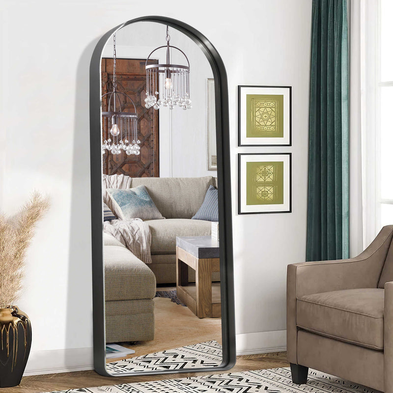 71" Arch Freestanding Framed Full Length Mirror - Black