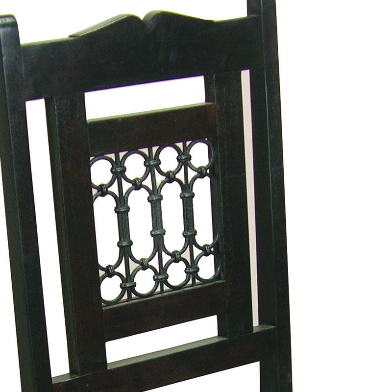 Metal And Wood Slat Back Dining Side Chair - Dark Brown