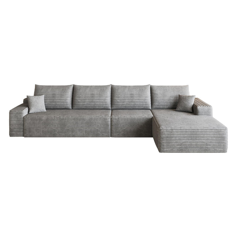 Corduroy Modular L Shaped Sofa And Chaise Sectional (762639) - Gray