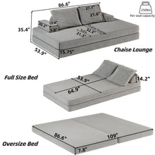 Load image into Gallery viewer, Multifunctional Convertible Sofa Bed With 2 Tumbler Backrests And 2 Pillows, Deep Seat Couch
