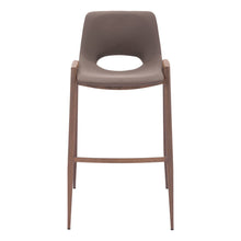 Load image into Gallery viewer, 30" Modern Faux Leather And Steel Low Back Bar Height Bar Chairs (Set of 2) - Brown
