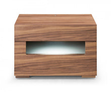 Load image into Gallery viewer, Dazzling Contemporary Led Nightstand With Two Drawers - Walnut
