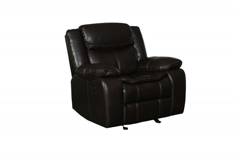 Leather Match Manual Gliding Recliner (366306) - Dark Brown
