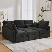 Load image into Gallery viewer, Modern Modular U-Shaped Sofa Bed With Movable Ottoman, USB Ports, Phone Holder
