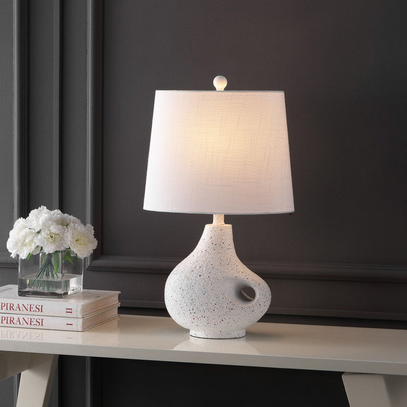Gourd Table Lamp With Novelty Shade - White