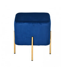 Load image into Gallery viewer, Velvet Cube Ottoman - Blue / Gold
