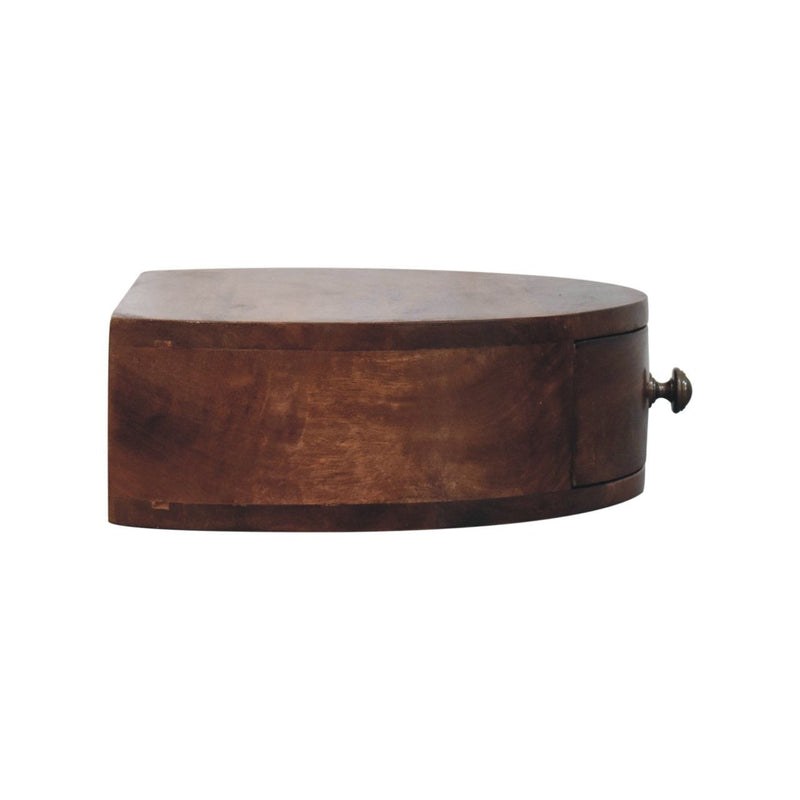 16" Solid Wood One Drawer Half Moon Floating Nightstand - Brown