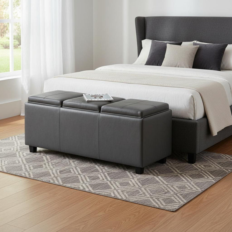 42" Upholstery Storage Ottoman - Dark Brown / Gray