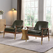 Load image into Gallery viewer, Mid - Century Accent Chair With Cushioned Seat, Brass Tipped Legs
