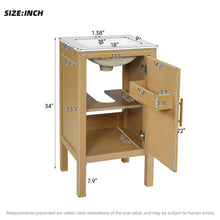 Load image into Gallery viewer, Bathroom Cabinet With Sink, Adjustable Shelf, Soft Closing Hinges - Natural Wood
