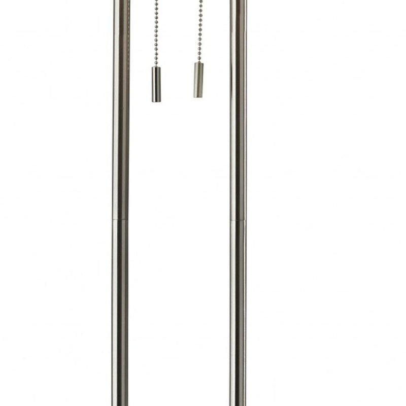 Brushed Task Floor Lamp With Fabric Drum Shade - Silver / White