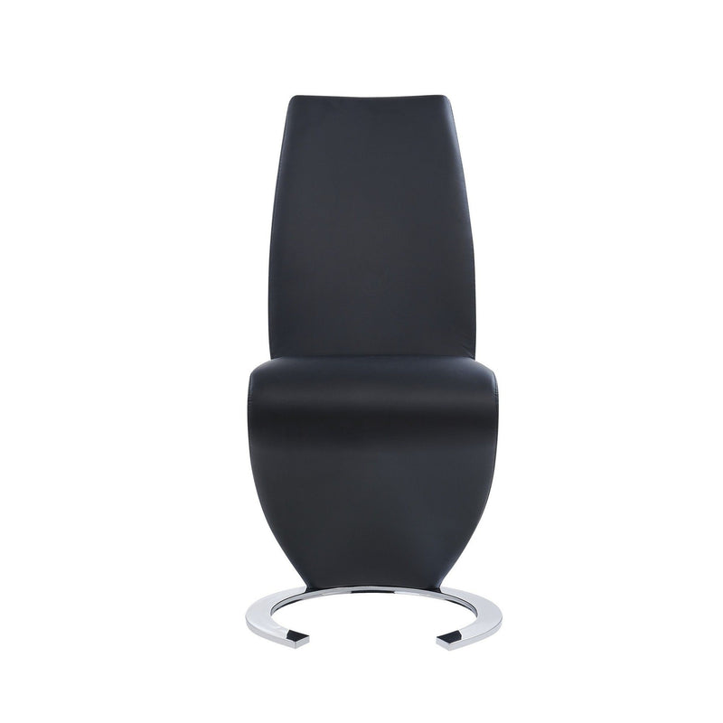 Faux Leather Dining Parsons Chairs (Set of 2) - Black