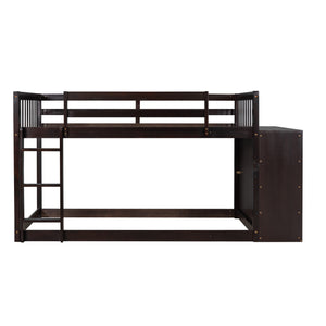 Twin over Twin Bunk Bed with 4 Drawers and 3 Shelves-Espresso(OLD SKU: LP000067AAP)