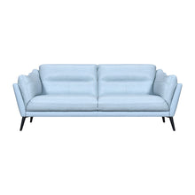 Load image into Gallery viewer, Leather Sofa With Black Legs - Sky Blue
